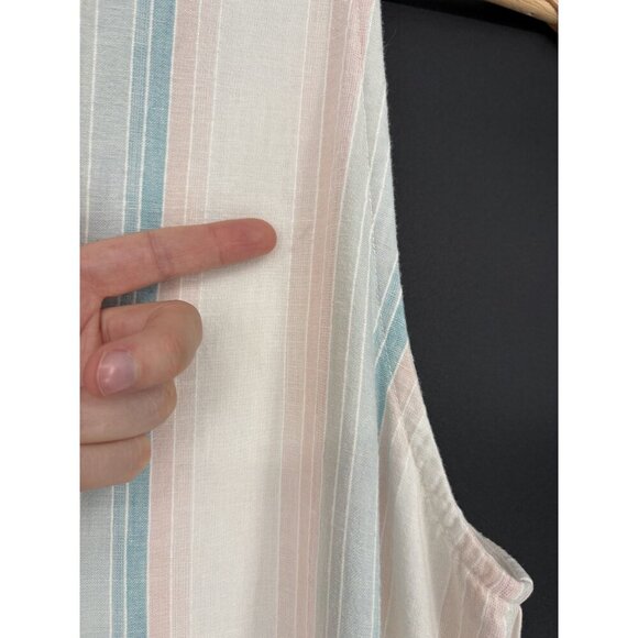 Cloth & Stone Womens Sleeveless Striped Dress S Pastel Blue & Pink Button Accent - Picture 10 of 13